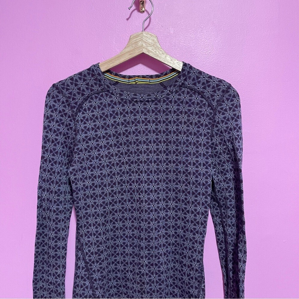 Smartwool Merino 250 Base Layer Pattern Crew Top Women’s Small Purple - Picture 3 of 9